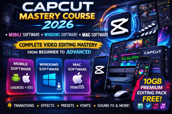 CapCut Mastery Course 2026 – Complete Video Editing Course + Mobile, Windows & Mac Software Included
